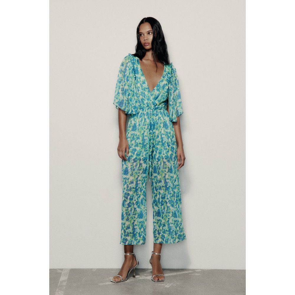 ZARA FLUID PRINTED LONG JUMPSUIT - Picture 2 of 8